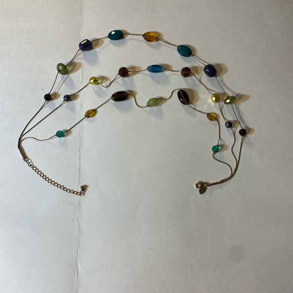 Lia Sophia, Mural Retired Necklace, Multicolored Beads, Brown, Blue, Green, Gold - Picture 2 of 7